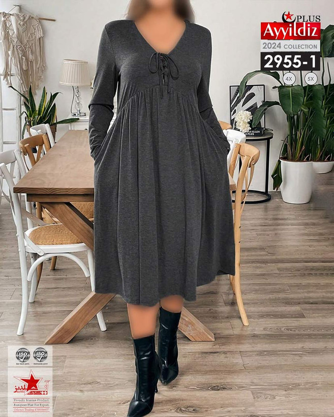 پیراهن نخی زنانه سایز بزرگ کد 2955