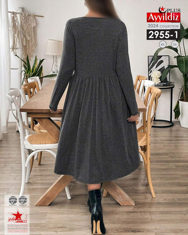 پیراهن نخی زنانه سایز بزرگ کد 2955