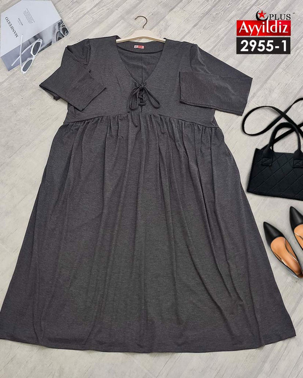 پیراهن نخی زنانه سایز بزرگ کد 2955