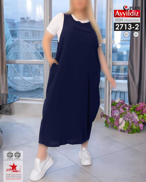 سارافون جلو جیب زنانه سایز بزرگ کد 2713