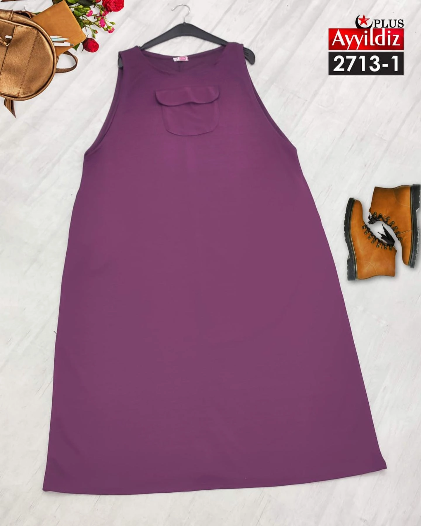 سارافون جلو جیب زنانه سایز بزرگ کد 2713
