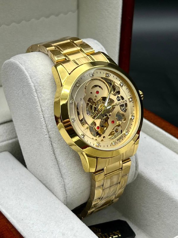 ساعت مردانه برند WELGUAN رنگ طلایی