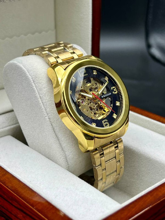 ساعت مردانه برند WELGUAN بند فلزی فول استیل صفحه مشکی