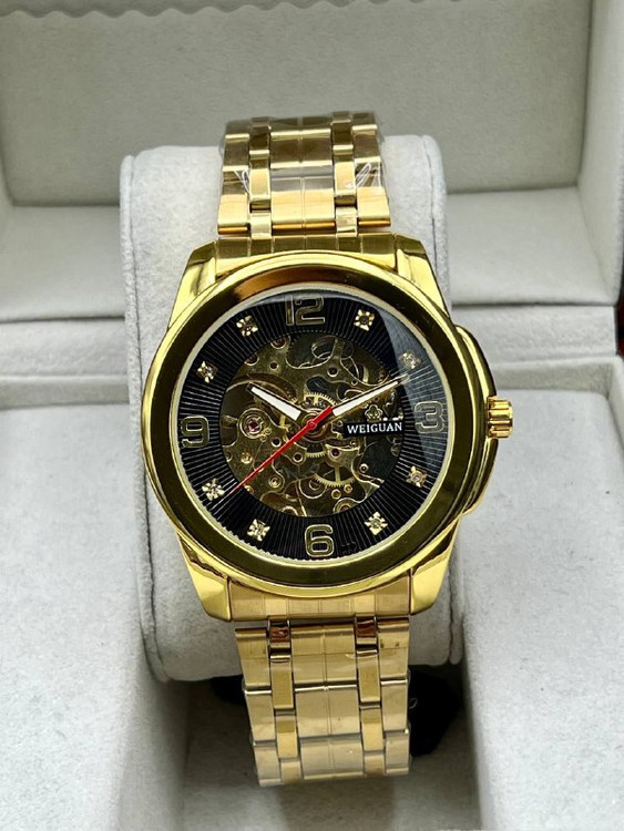 ساعت مردانه برند WELGUAN بند فلزی فول استیل صفحه مشکی