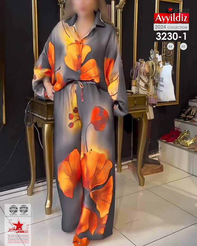 ست بلوز شلوار زنانه مجلسی سایز بزرگ کد 3230
