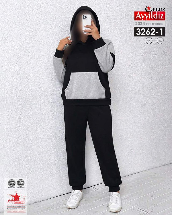 ست هودی شلوار زنانه سایز بزرگ کد 3262