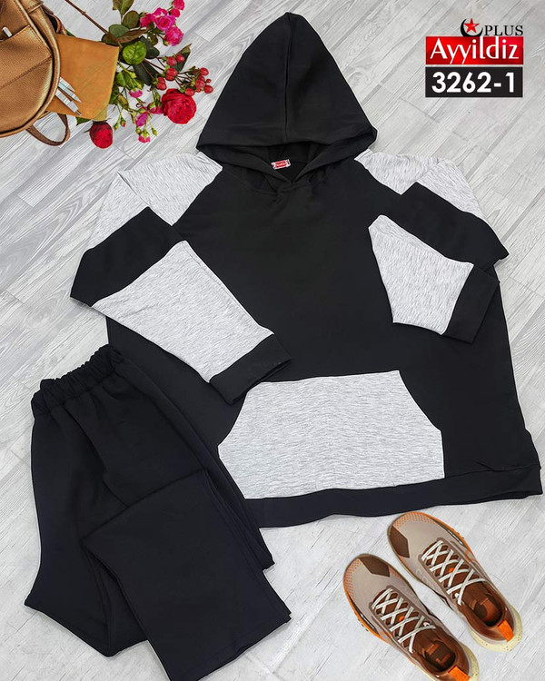 ست هودی شلوار زنانه سایز بزرگ کد 3262