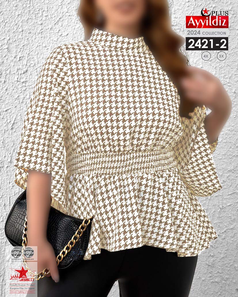 شومیز مجلسی زنانه سایز بزرگ کد 2421