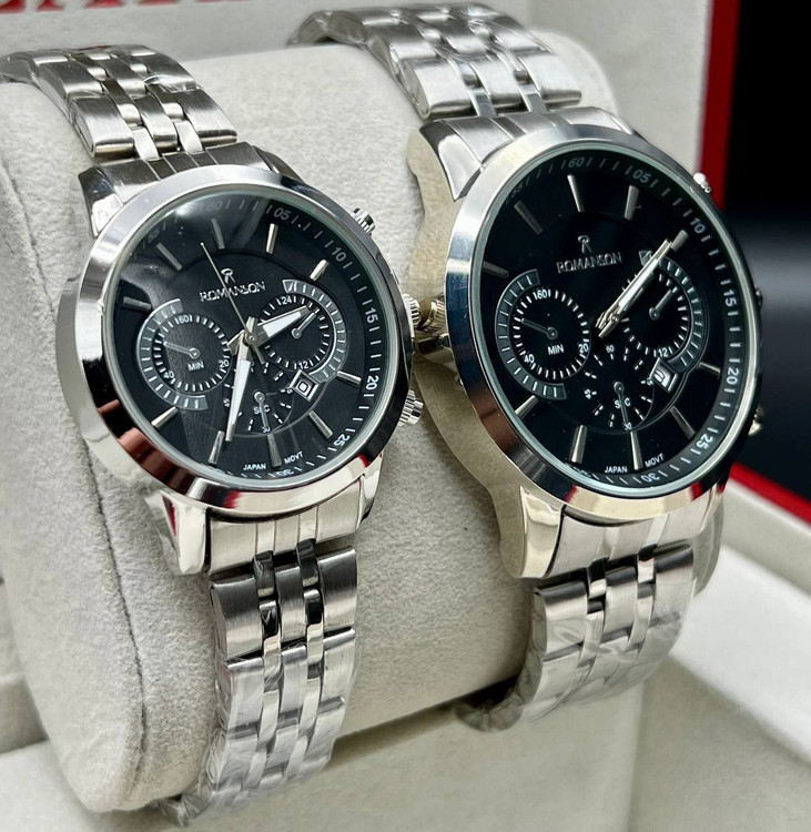 ساعت رومانسون بنداستیل صفحه مشکی کد 369528