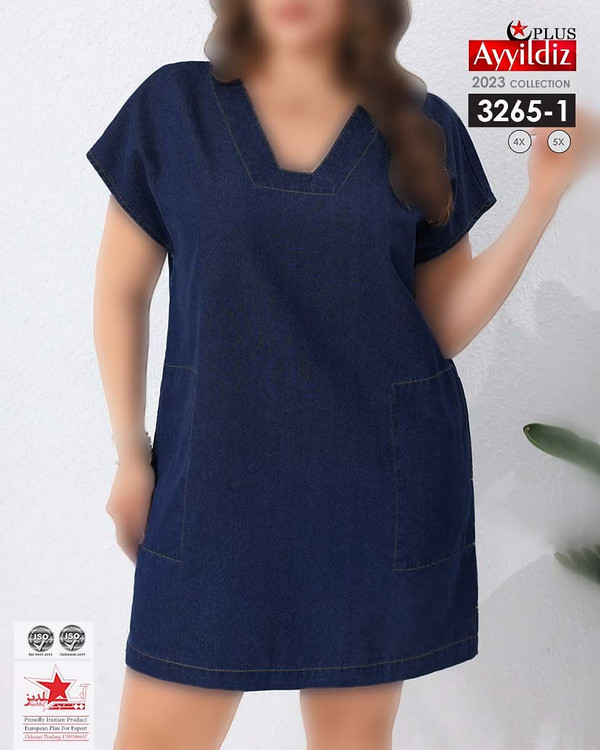 تونیک جین زنانه سایز بزرگ کد 3265