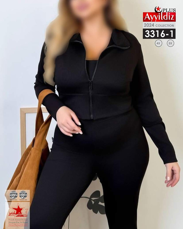 ست سه تیکه سیوشرت شلوار اسپورت سایز بزرگ کد 3316