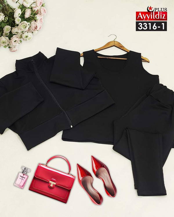 ست سه تیکه سیوشرت شلوار اسپورت سایز بزرگ کد 3316