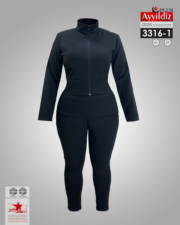 ست سه تیکه سیوشرت شلوار اسپورت سایز بزرگ کد 3316