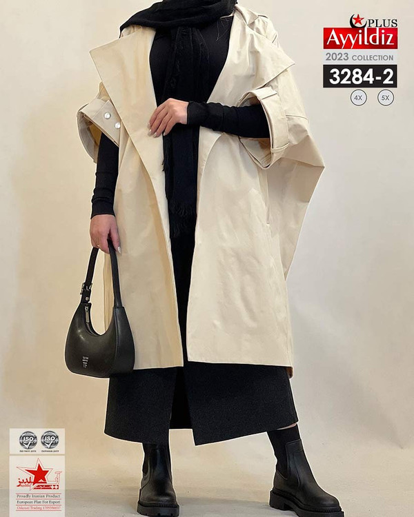 بارانی پانچی زنانه سایز بزرگ کد 3284