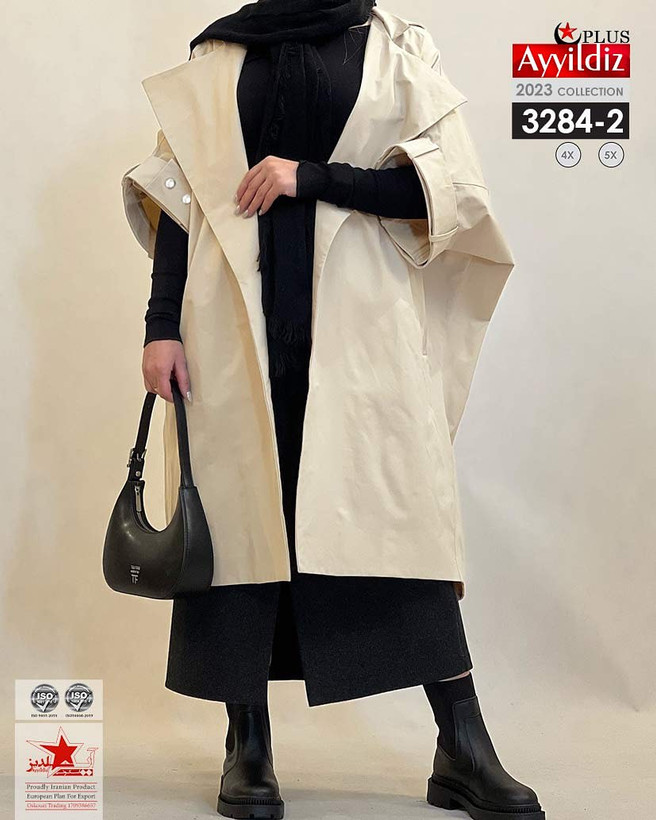 بارانی پانچی زنانه سایز بزرگ کد 3284