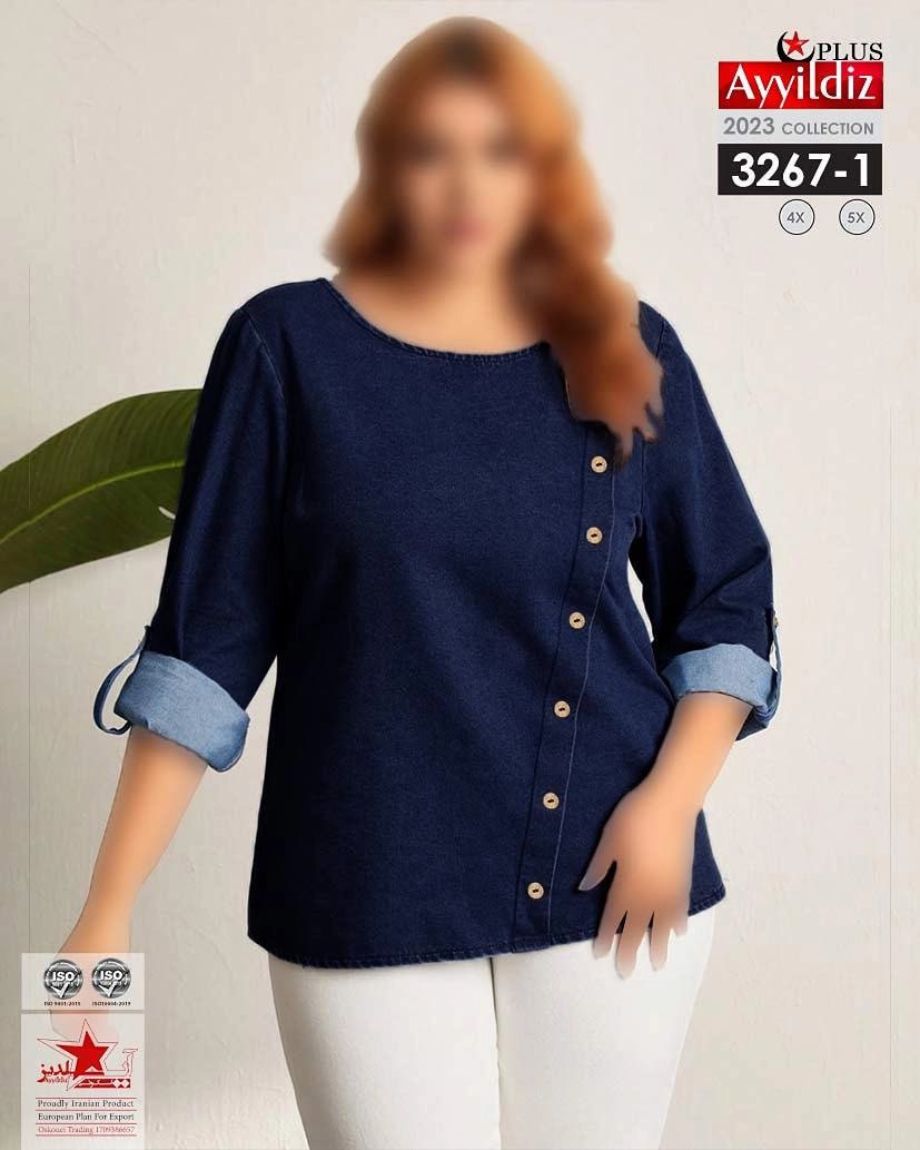 بلوز جین زنانه سایز بزرگ کد 3267