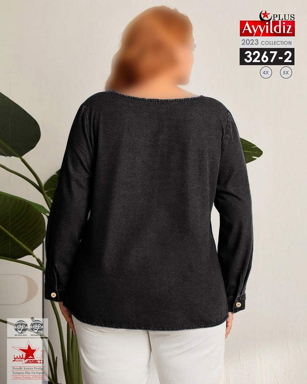 بلوز جین زنانه سایز بزرگ کد 3267