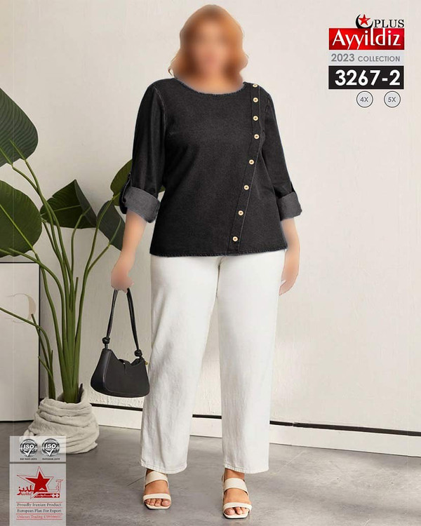 بلوز جین زنانه سایز بزرگ کد 3267