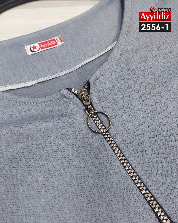 بلوز یقه گرد زیپ دار سایز بزرگ کد 2556