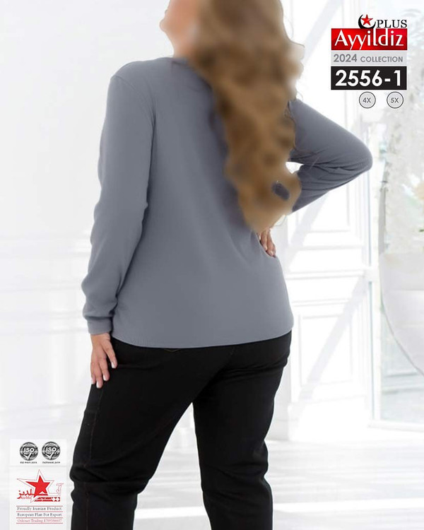 بلوز یقه گرد زیپ دار سایز بزرگ کد 2556