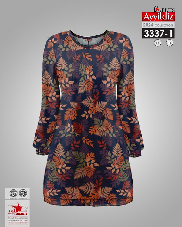 تونیک طرحدار زنانه سایز بزرگ کد 3337