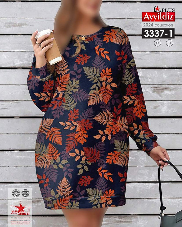 تونیک طرحدار زنانه سایز بزرگ کد 3337