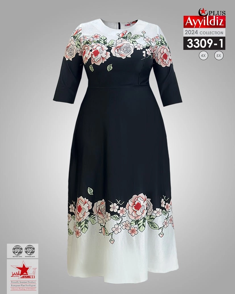 پیراهن مجلسی زنانه سایز بزرگ کد 3309