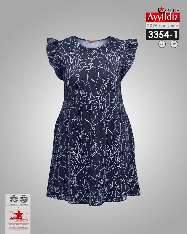 تونیک طرحدار زنانه سایز بزرگ کد 3354