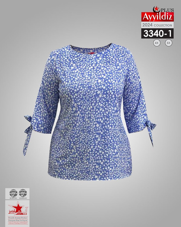 شومیز مجلسی آستین گرهی زنانه سایز بزرگ کد 3340