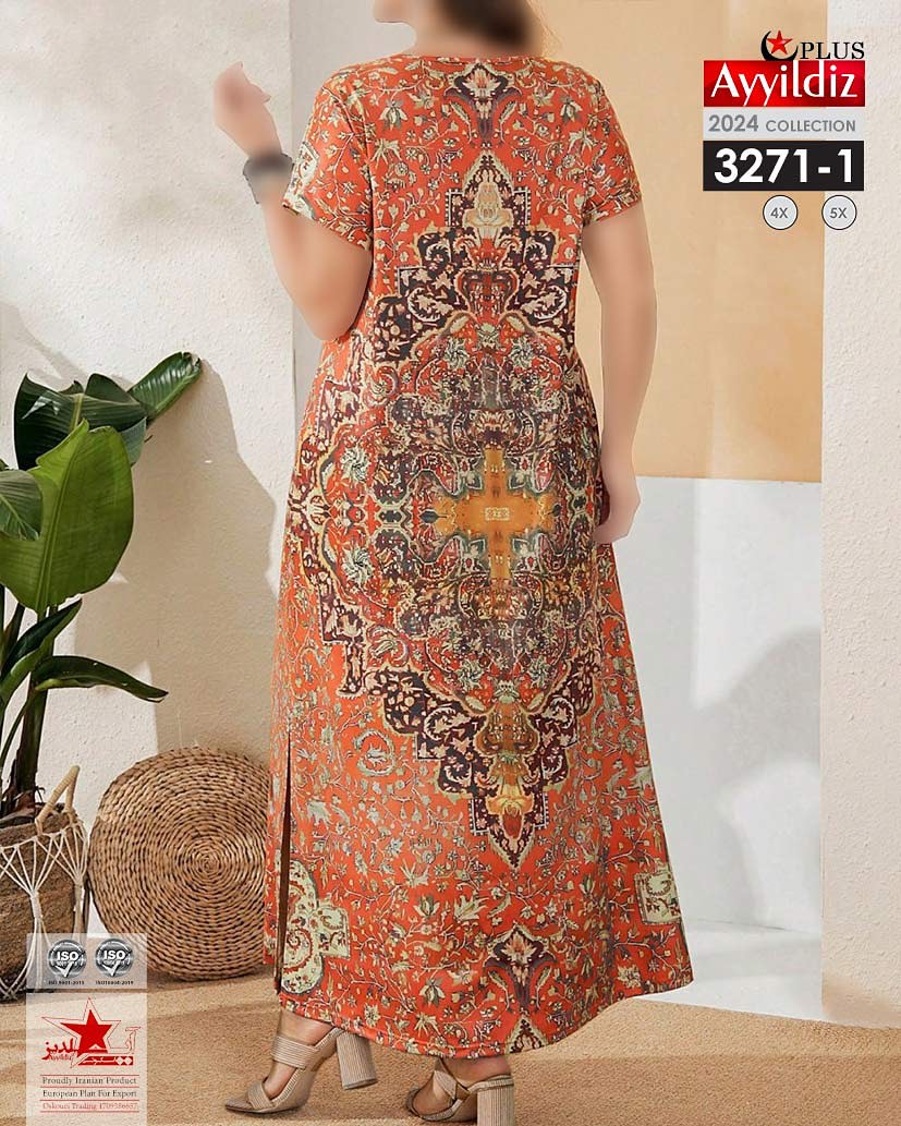 پیراهن ساحلی بلند زنانه سایز بزرگ کد 3271