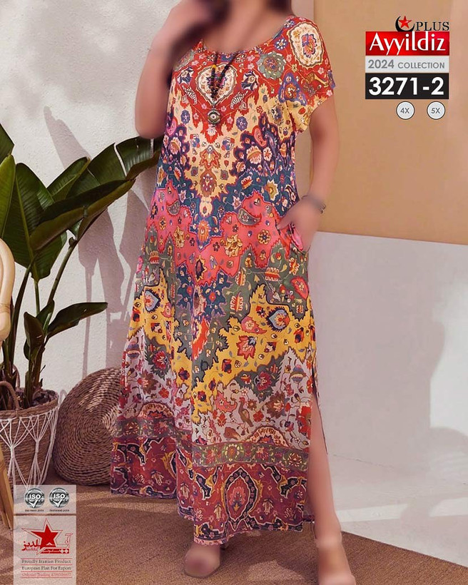 پیراهن ساحلی بلند زنانه سایز بزرگ کد 3271