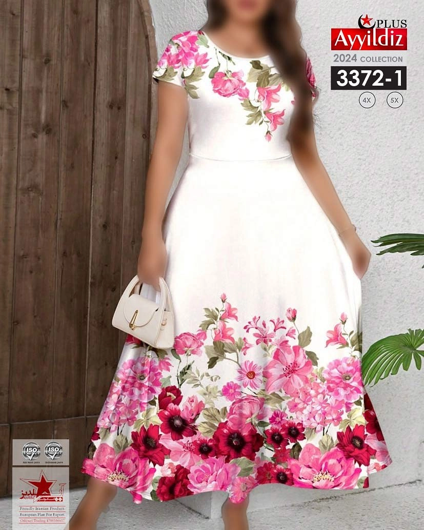 پیراهن ساحلی بلند زنانه سایز بزرگ کد 3372