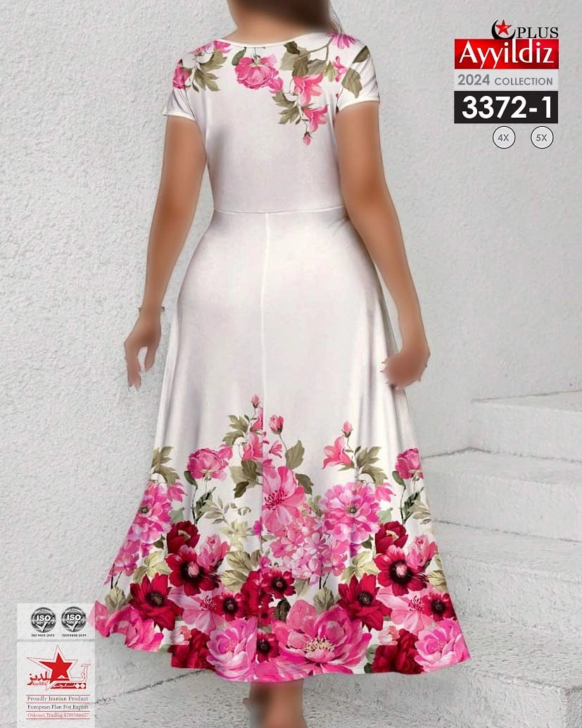 پیراهن ساحلی بلند زنانه سایز بزرگ کد 3372