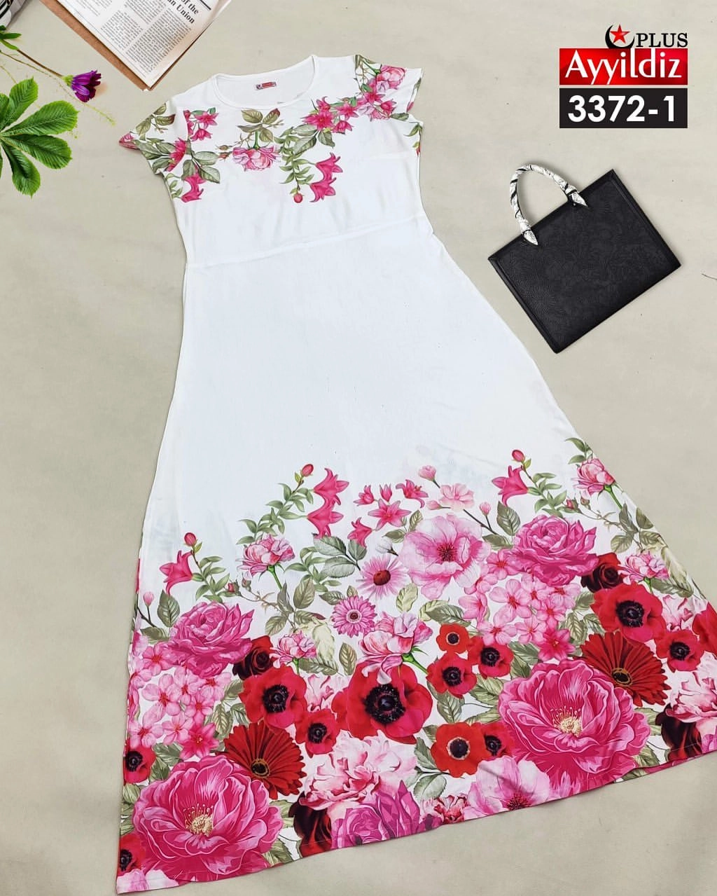 پیراهن ساحلی بلند زنانه سایز بزرگ کد 3372