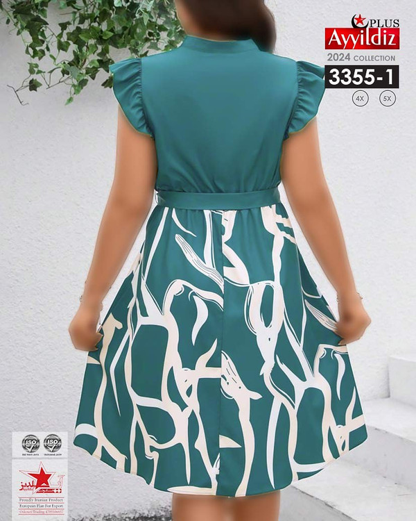 پیراهن ترکیبی نخی زنانه سایز بزرگ کد 3355