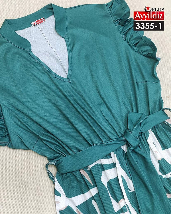 پیراهن ترکیبی نخی زنانه سایز بزرگ کد 3355