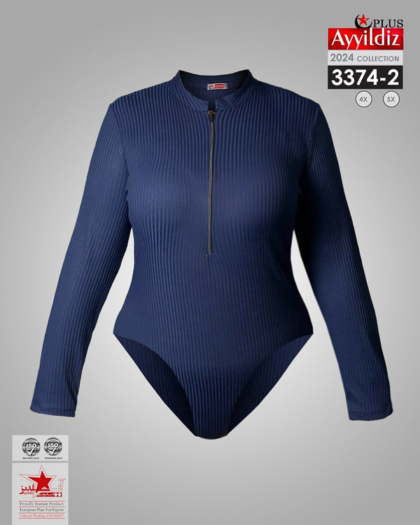 بادی جلو زیپ زنانه سایز بزرگ کد 3374