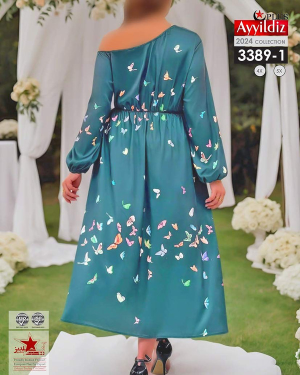 پیراهن یقه یه وری زنانه سایز بزرگ کد 3389