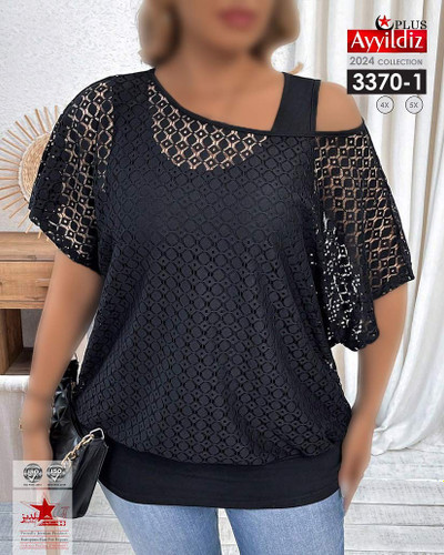 شومیز مجلسی یقه یه وری زنانه سایز بزرگ کد 3370