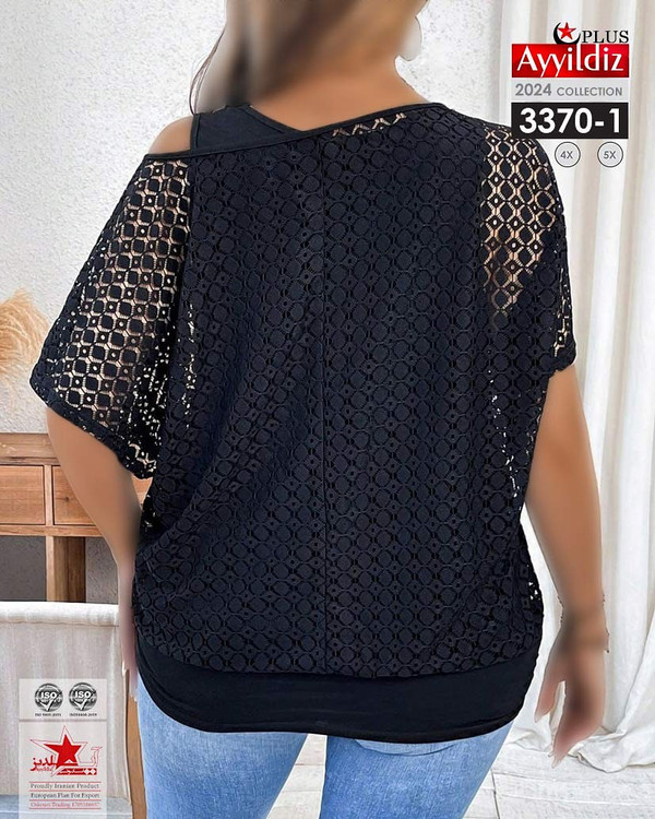 شومیز مجلسی یقه یه وری زنانه سایز بزرگ کد 3370