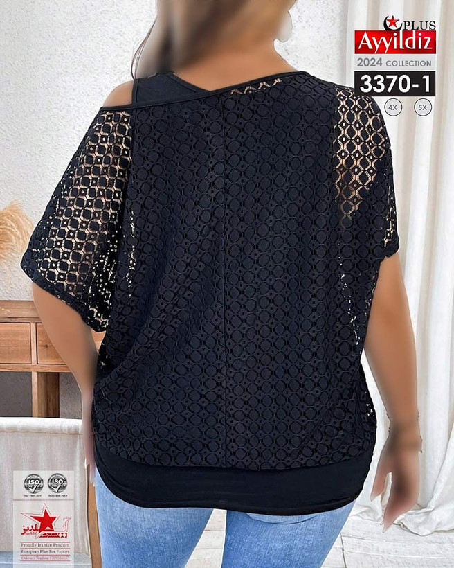 شومیز مجلسی یقه یه وری زنانه سایز بزرگ کد 3370