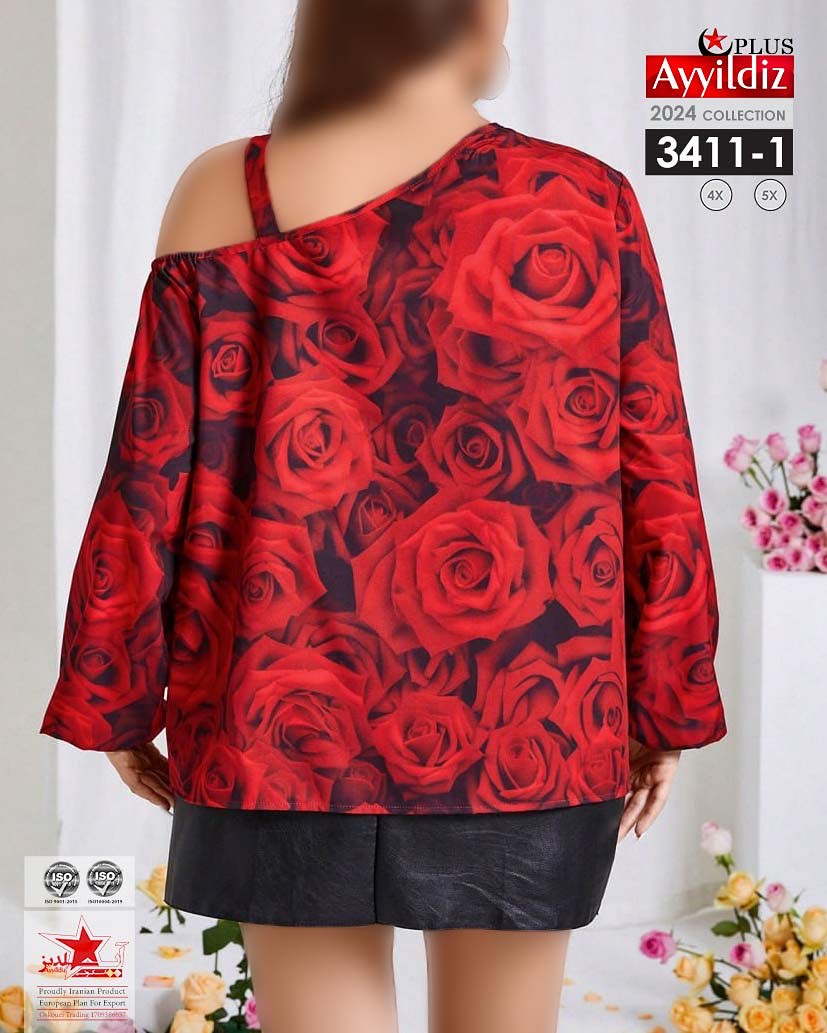 شومیز زنانه مجلسی سایز بزرگ کد ٣۴١١