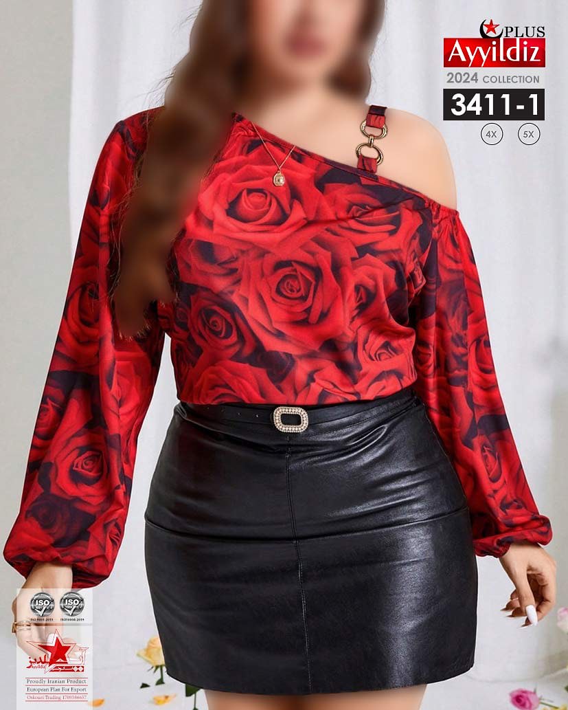 شومیز زنانه مجلسی سایز بزرگ کد ٣۴١١
