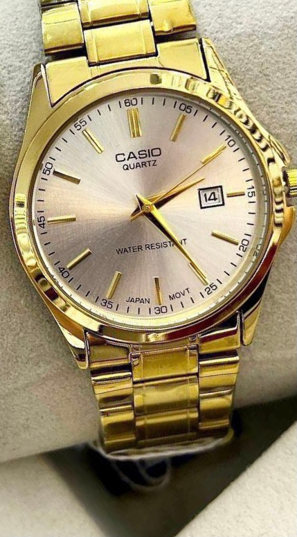 ست ساعت کاسیو بنداستیل طلایی صفحه سفید کد 369358
