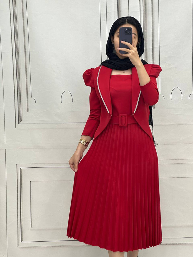 کت و سارافون مجلسی زنانه مدل پلیسه ترک