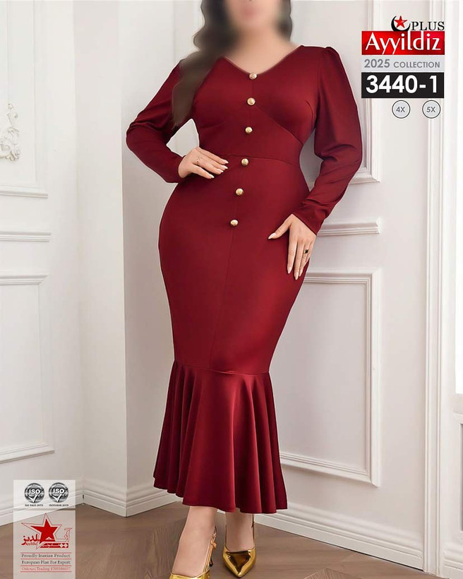 پیراهن مجلسی زنانه سایز بزرگ کد ٣۴۴٠