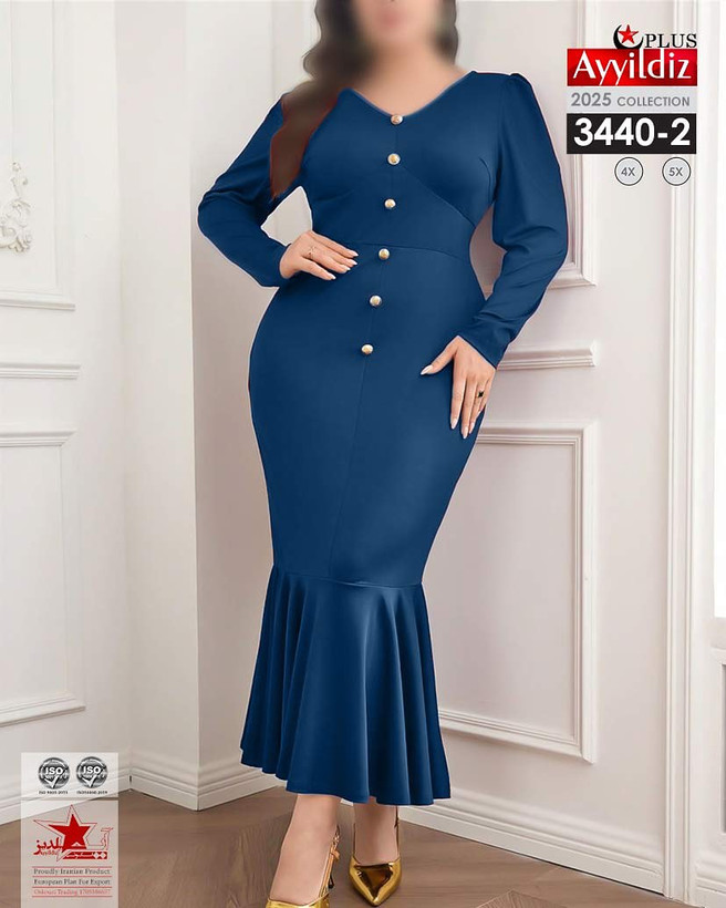 پیراهن مجلسی زنانه سایز بزرگ کد ٣۴۴٠