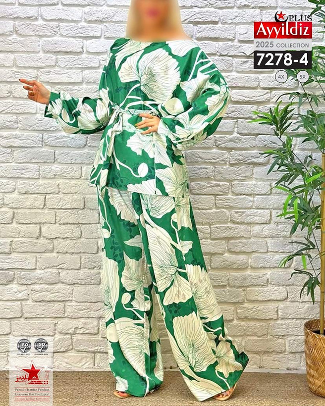 ست بلوز شلوار مجلسی زنانه سایز بزرگ کد ٧٢٧٨