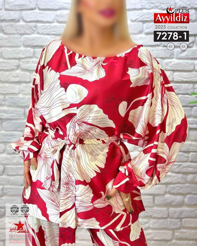 ست بلوز شلوار مجلسی زنانه سایز بزرگ کد ٧٢٧٨