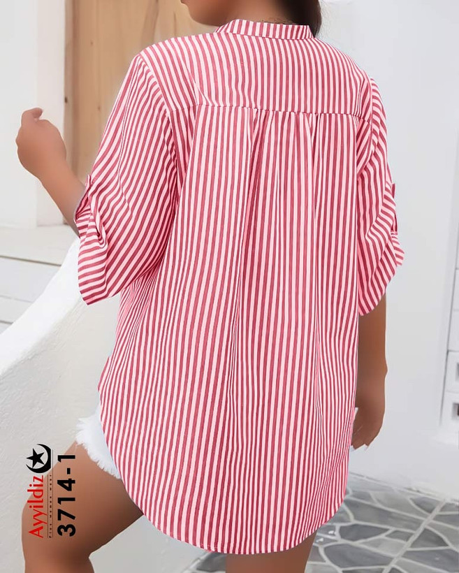 شومیز مجلسی زنانه راه راه سایز بزرگ کد 3714